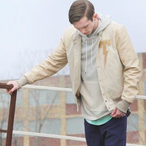 TACKMA The Perfect Summer Varsity Bomber Jacket | Leather Sleeves